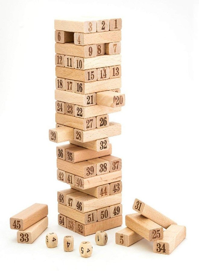 thriftkart Wooden Blocks 54 Pcs Challenging Wooden Color Tumbling Tower Wooden Zenga Toys - Image 4